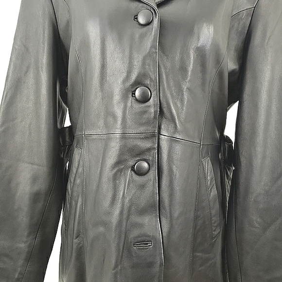 EXIT USA Genuine Leather Button Front Jacket Coat Large - Picture 8 of 12
